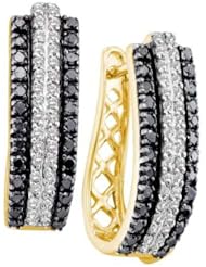 14KT Yellow Gold 1.03 CTW Diamond Ladies Fashion Hoops