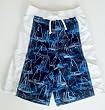 Boys Swim Trunks Elastic Waist and Faux Board Short Style Front. Mesh Lined.Navy/White in Sizes 6-10