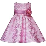 Rare Editions Baby/Infant Girls 12M-24M PINK WHITE GLITTER FLORAL BURNOUT Special Occasion Wedding Flower Girl Easter Birthday Party Dress