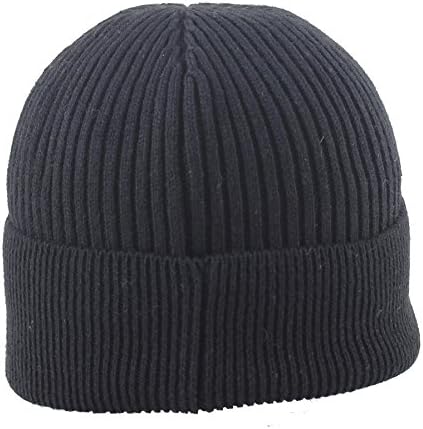 Fomas™ Men's Knitted Plain Cuff Beanie Hat, L, Black