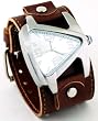 Nemesis #BLBB011S Men's Stainless Steel Signature Teardrop Leather Cuff Watch