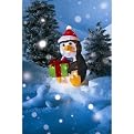 Lighted Tinsel Penguin with Giftbox - 18"