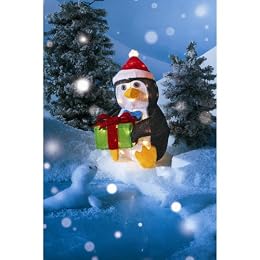 Lighted Tinsel Penguin with Giftbox