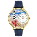 Whimsical Watches Unisex Lighthouse Navy Blue Leather Watch #G1210013