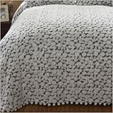 Fresh Snow Chenille Bed Spread - Queen (Sew it on Green/Snow) (118"L x 102" ....