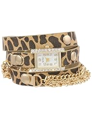 XOXO Womens XO5629  Cheetah Patterned Band with Chains Accent Double Wrap Watch