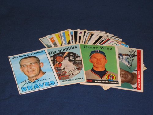 25 Different Vintage Milwaukee/Atlanta Braves Topps Baseball Cards from 1955-1969 - Shipped in Protective Display Album!