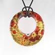 Handmade Millefiori Murano Glass Pendant - Viola Red/Gold Style2 Handmade Millefiori Murano Glass Pendant - Viola Red/Gold Style2