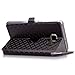 S7 Edge Case, Galaxy S7 Edge Case, ArtMine Quilted Plain Color Window View Function PU Leather Flip Folio Book Style Card Slots Kickstand Wallet Phone Case for Samsung Galaxy S7 Edge Black