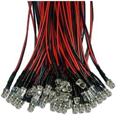 Asher Qty 50 Pcs -Blue/red/green/white/yellow LED Lights- 5mm Pre Wired 12 Volt Leds LED Lamp Light Bulb 20cm Pre Wired 5mm 12v Each Color 10 Pcs