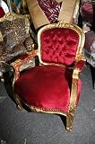Barock Kinder Stuhl Bordeaux/Gold - Armlehnstuhl