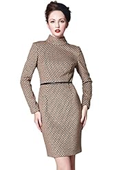 Petite Snake Print Striped Print Polyester/Wool Knee Length Bodycon Dress/Party Dress/Tunic 