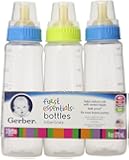 Gerber First Essential Clear View Plastic Nurser With Latex Nipple, BPA Free, Assorted Colors, 3 Pack
