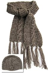 Handmade Scarf and Hat Set - Mocha Poupourri (100% Knitted By Hand) [Apparel]