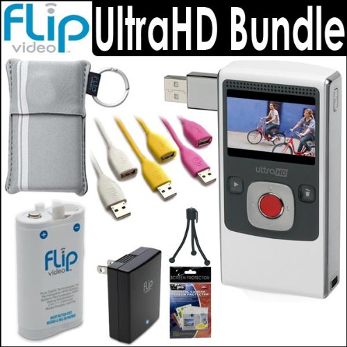 Pure Digital U2120W Ultrahd 120 Minute Digital Camcorder White With 8GB Memory + Accessory Kit