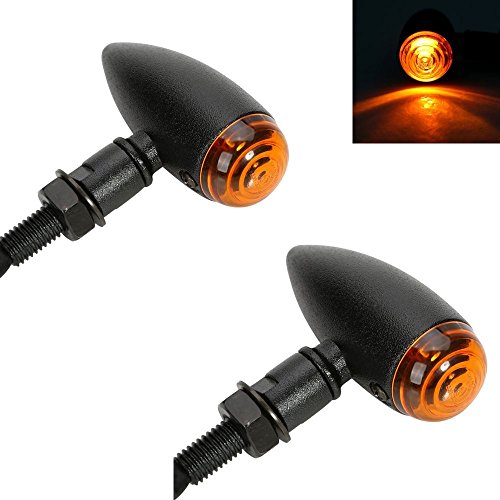 OSAN Motorcycle Bullet Front Rear 12 LED Amber Tail Turn Signal Indicator Light For Harley Honda Yamaha Suzuki Kawasaki (Black, Pack of 2)