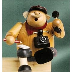 KWO NEUHEIT 2006 RM Kantenhocker Telefonist 15 cm, R�ucherfigur, R�ucherm�nnchen, Tischdekoration, Tischdeko, Tisch, Tafel, Fr�hling, Fr�hjahr, Sommer, Dekoration, Deko, Geschenk Muttertag, Valentinstag, Hochzeit, Geburtstag, echt erzgebirgische Volkskunst, Holzkunst, original Erzgebirge und Handarbeit