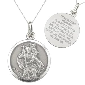 St Christophers Traveller's Prayer God Protect US Sterling Silver Necklace