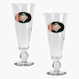 Baltimore Orioles 2 Piece Pilsner Glass Set with Baseball on Stem