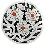 Sterling Silver Brooch / Pendant w/ Red Beads, 1 5/8' (41mm) tall