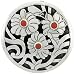 Jewelry : Sterling Silver Brooch / Pendant w/ Red Beads, 1 5/8" (41mm) tall