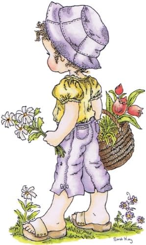Stampavie Sarah Kay Clear Stamp-Juliet In The Fields 3-1/2"
