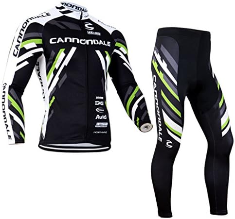 Mens Pro Cycling Team Winter Thermal Fleece Bicycling Jerseys and Cycling Pants Kit Black XL