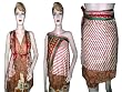 Red White Rust Multi Wear Reversible Silk Sari Mini Wrap Skirts 18"