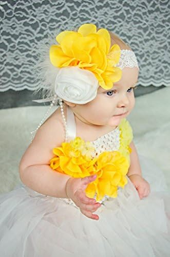 Baby Girl's Tutu Dress with Headband 4 Months - 2T Yellow/White