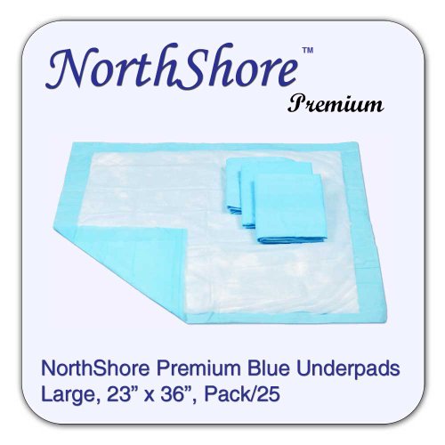 NorthShore Premium Blue Disposable Underpads (Chux) Large Size 23 x 36