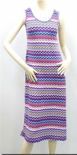 ジグザクボーダー柄 タンクトップカットソーワンピース ロング