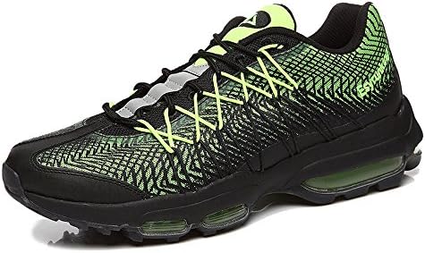 Mens Air Cushion Running Shoes Mesh Lace Up Fashion Jogging Sneakers Black Green