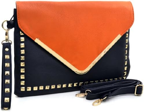 Dasein Large Two Tone Studded Envelope Clutch