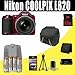 Nikon COOLPIX L820 16 MP Digital Camera with 30x Zoom (Red) 2600 mAh 4 AA Pack NiMH Rechargeable Batteries and Charger + 16GB SDHC Class 10 Memory Card + Carrying Case + SDHC Card USB Reader + Memory Card Wallet + Deluxe Starter Kit Bundle DavisMAX Accessory Kit