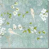 Icelandic Choir I by Evelia - Bird Art 18" x 18" Ceramic Tile Mural Kitchen Shower Backsplash