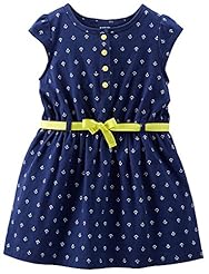 Toddler Shirred General Print Spandex/Viscose Tank  Dress