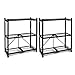 Origami 2 Pack 3 Tier Folding Shelves, Storage Shelving Rack Unit with Wheels, Pewter