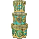 Fluted Turqoise Christmas ornaments set of 3 nesting boxes (for gifts or storage) Punch Studio