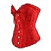 Frawirshau Women's Lace Up Boned Overbust Corset Bustier Bodyshaper Top Red L