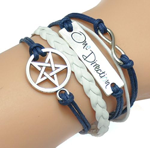 EVERMARKET(TM) Vintage Silver Infinite Bracelet Love Pink Leather Rope Infinity Knit Punk Style