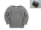 164　ギフトラッピング(紺ボックス）Ralph Lauren (ラルフローレン) 　ベビー ケーブルセーター　グレー　18-24ヶ月　90ｃｍ　男の子 [並行輸入品]