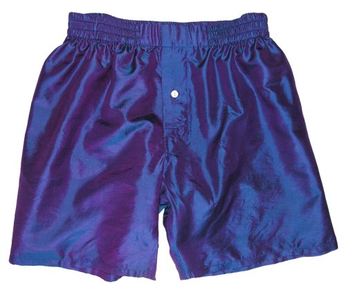 Iridescent Purple Crinkle Silk Boxers by Royal Silk - XXL