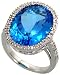 14k White Gold Ring 13/16 (21mm) wide, w/ 0.30 Carat Round Brilliant Diamonds & 25.0 Carats Oval Cut Blue Topaz Stone