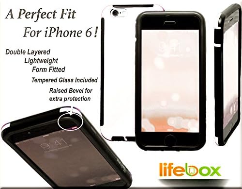 LifeBox Rugged Apple iPhone 6 Case - Hybrid Dual Layer PC TPU Ultra Slim Protective case and Includes Free BONUS Tempered Screen Protector! (White iPhone 6 4.7")