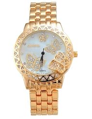 Geneva Gold Tone Stainless Steel Classic Butterfly Fashion Watch