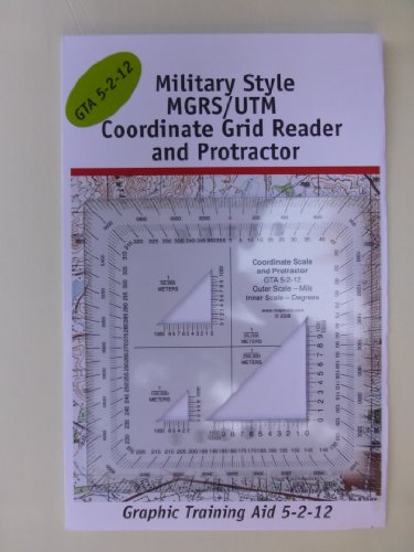 Military Style MGRS UTM Coordinate Grid Reader and Protractor