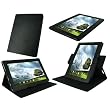rooCASE Dual-View Multi Angle - Black Leather Folio Case Cover