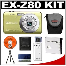 Click here to buy Casio Exilim EX-Z80 (Green) Digital Camera with NP-60 Battery + Case + Cameta Bonus... by Casio.