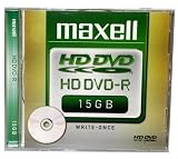 Maxell HD DVD-R write once single layer recordable disc with 15GB capacity, EACH