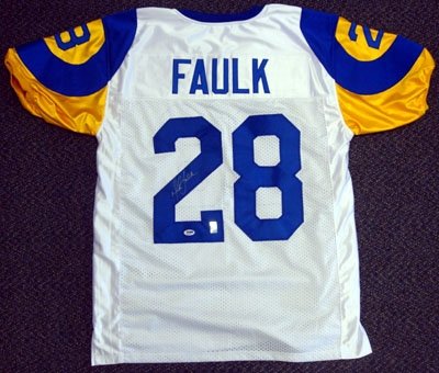 Marshall Faulk Autographed/Hand Signed St. Louis Rams White Jersey PSA/DNA